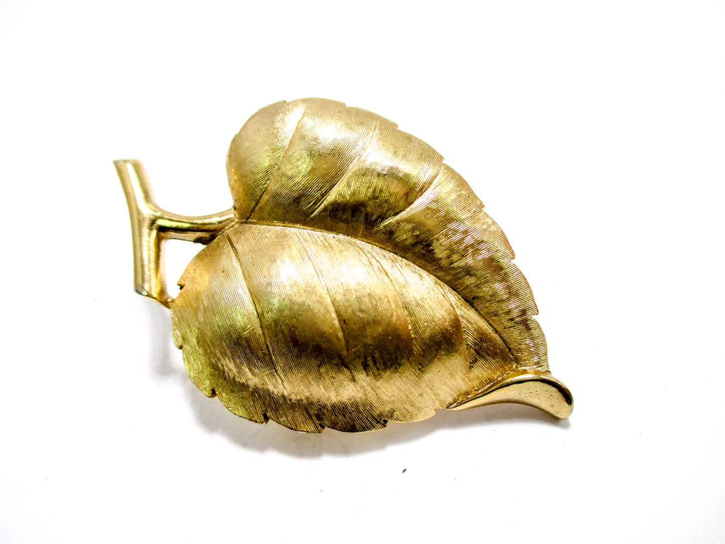 Vintage Gold Tone Leaf Pin Brooch - Large 2 inches