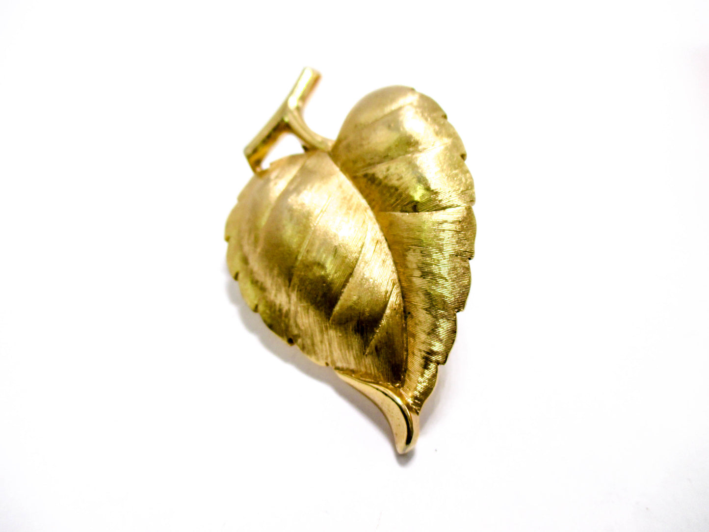 Vintage Gold Tone Leaf Pin Brooch - Large 2 inches