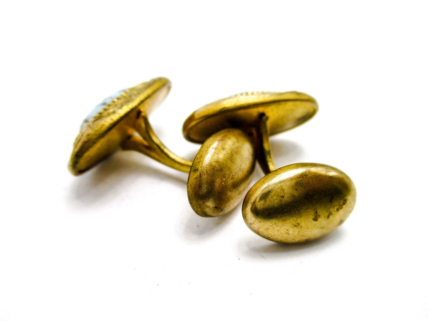 Antique Art Glass Cufflinks - Turquoise Glass