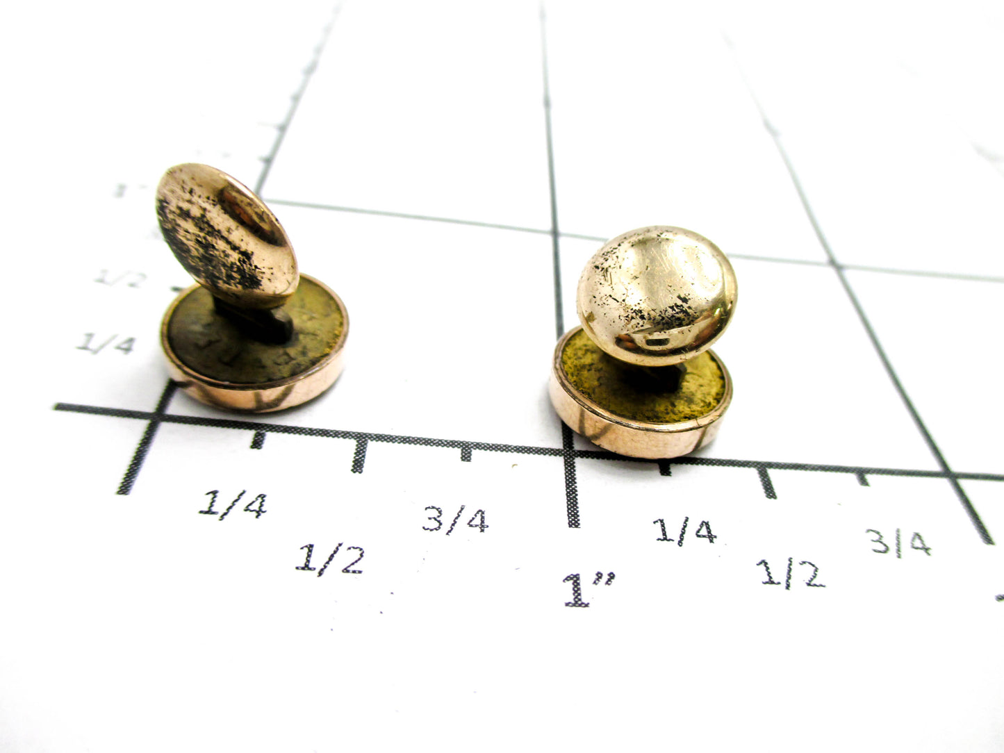Goldstone Disc Cuff Buttons - 1800s Victorian Jewelry