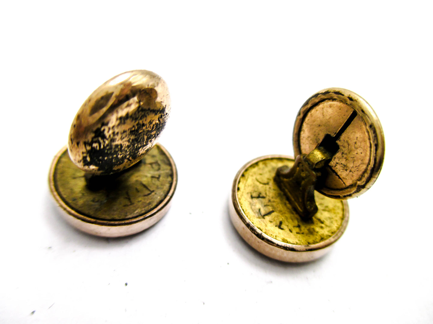 Goldstone Disc Cuff Buttons - 1800s Victorian Jewelry