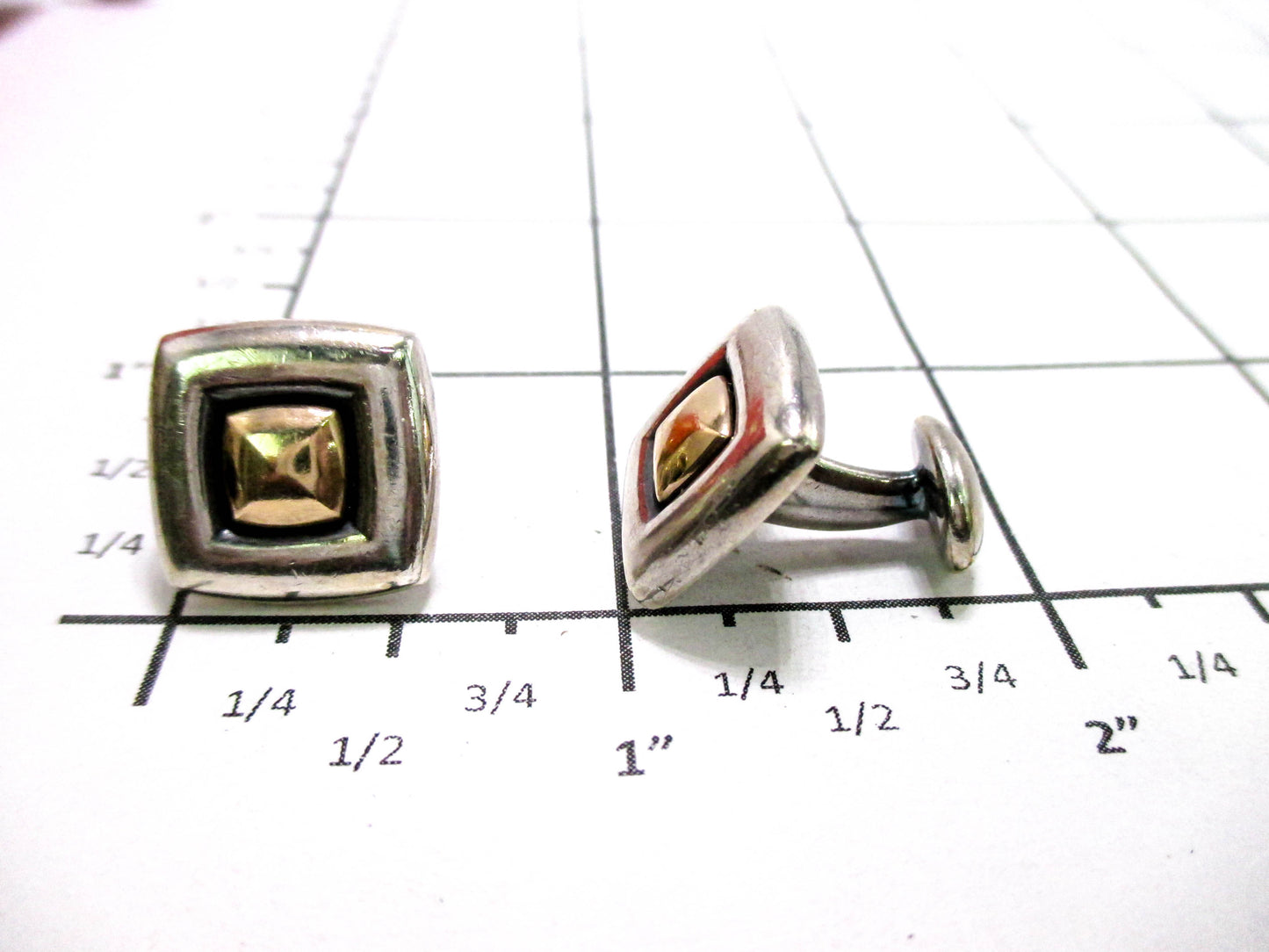 James Avery Sterling & 14K Gold Cufflinks