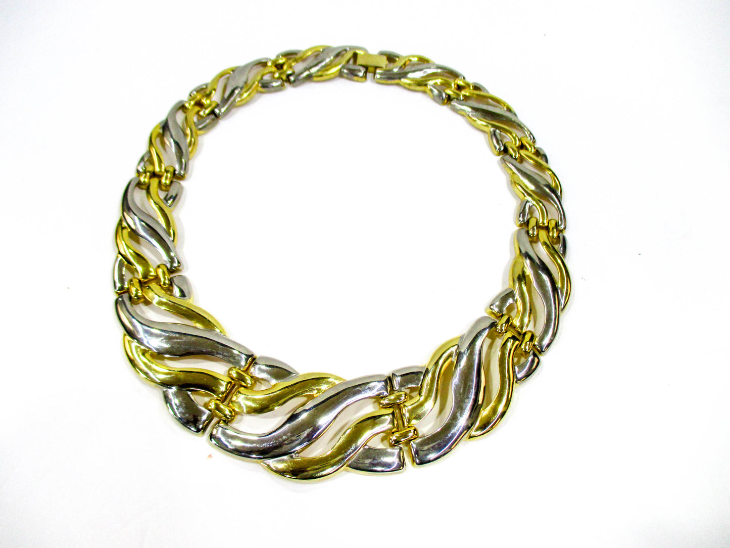 Collar Statement Necklace - Silver and Gold Tone