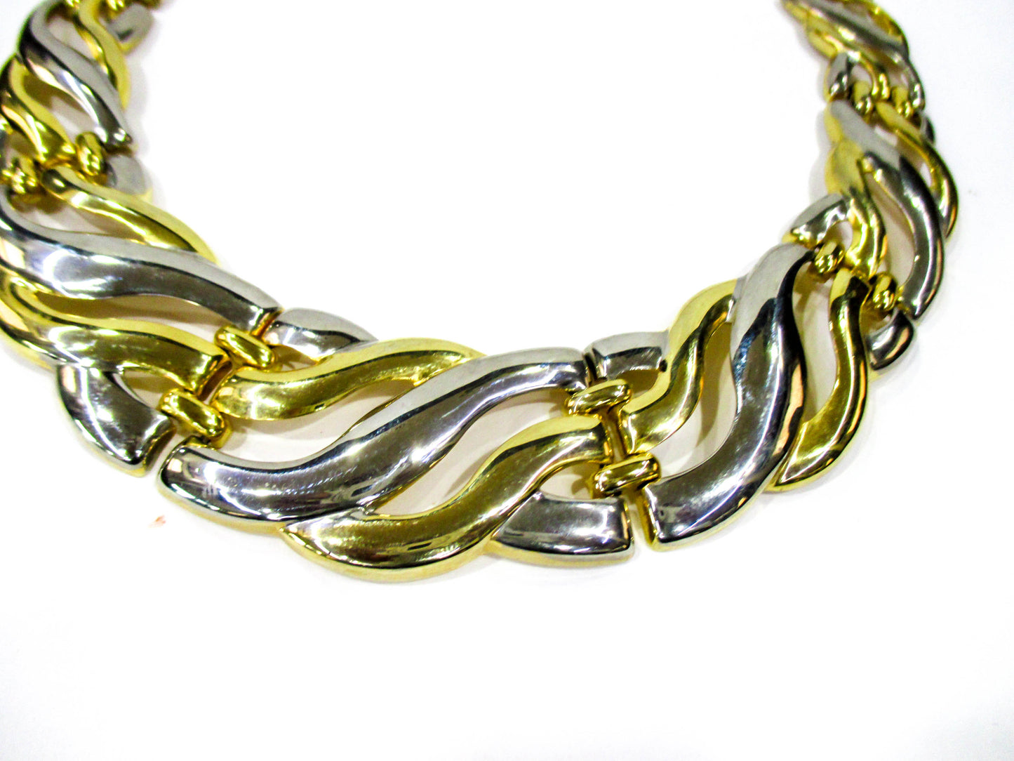 Collar Statement Necklace - Silver and Gold Tone