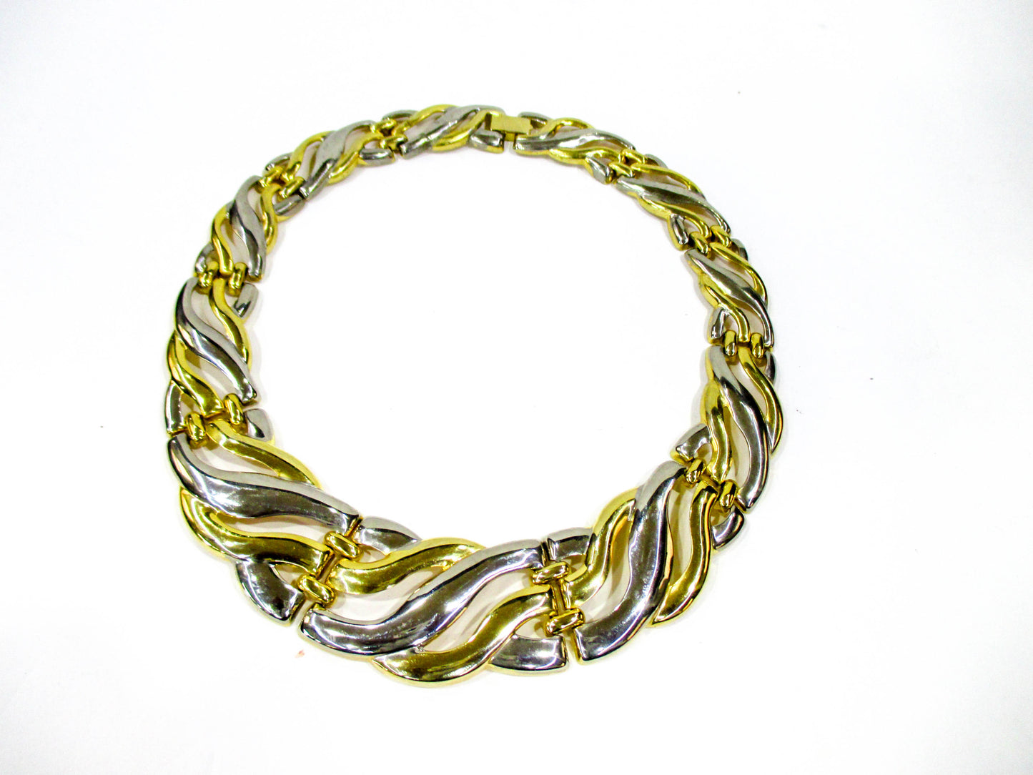 Collar Statement Necklace - Silver and Gold Tone