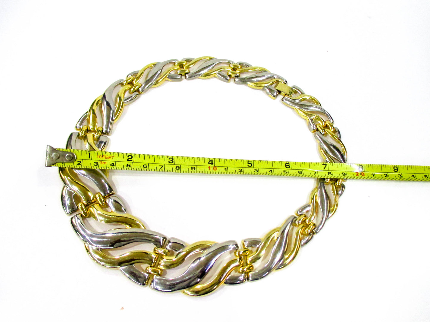 Collar Statement Necklace - Silver and Gold Tone