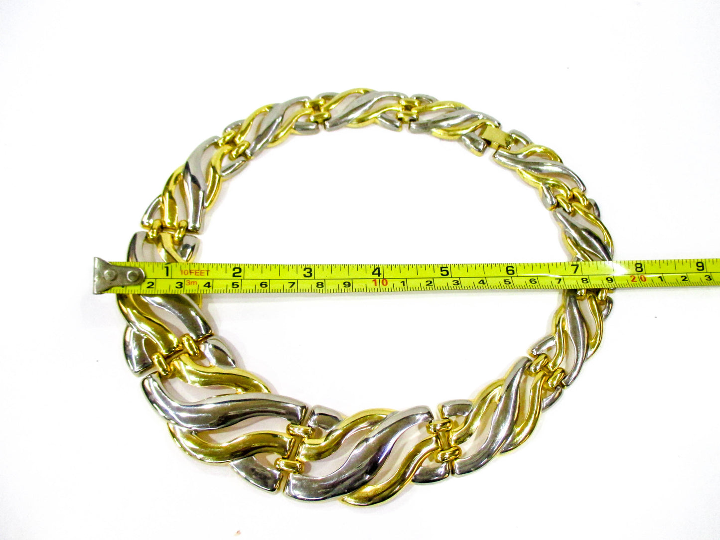 Collar Statement Necklace - Silver and Gold Tone