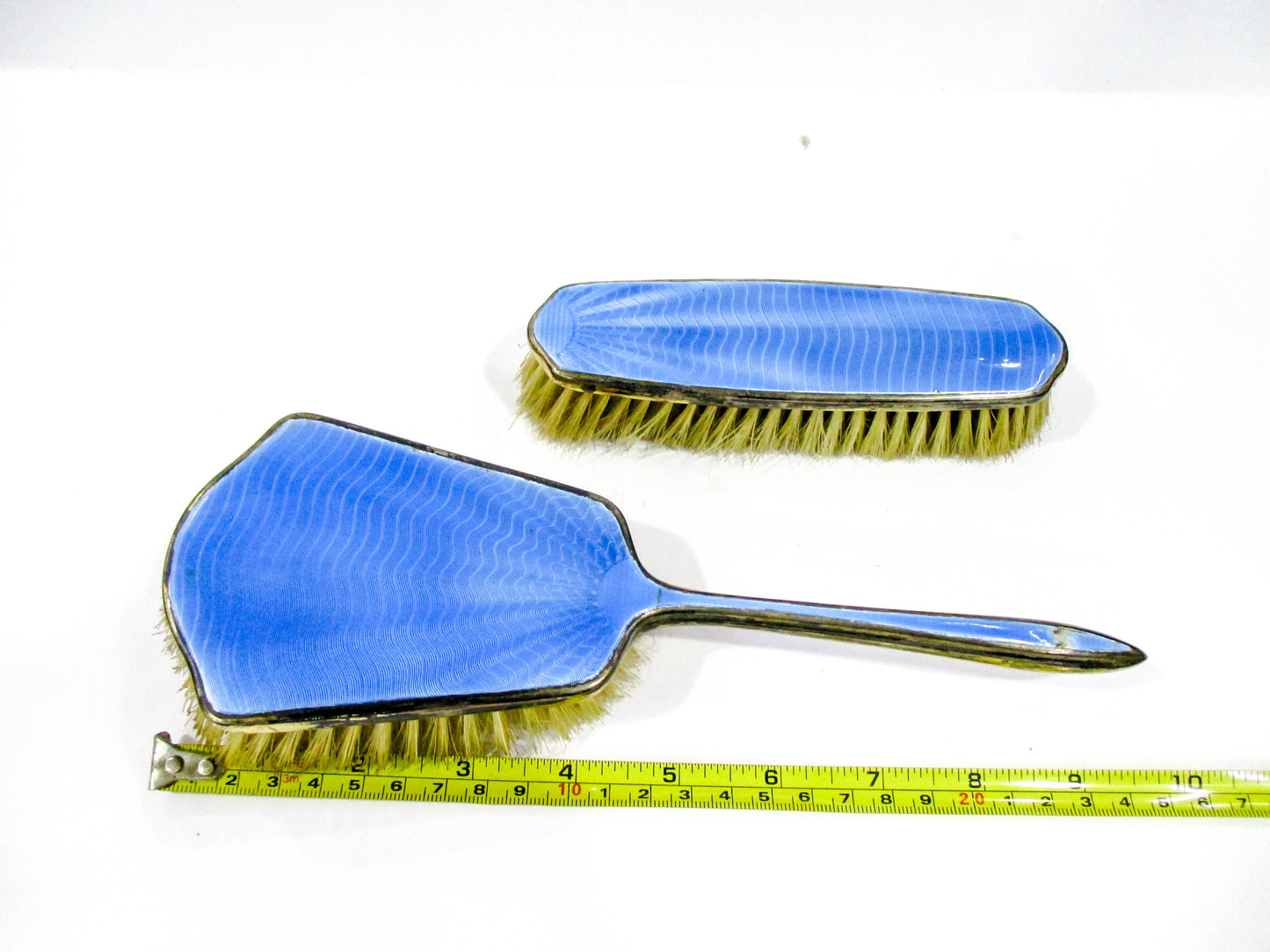Vintage Blue Guilloche Style Vanity Brush Set