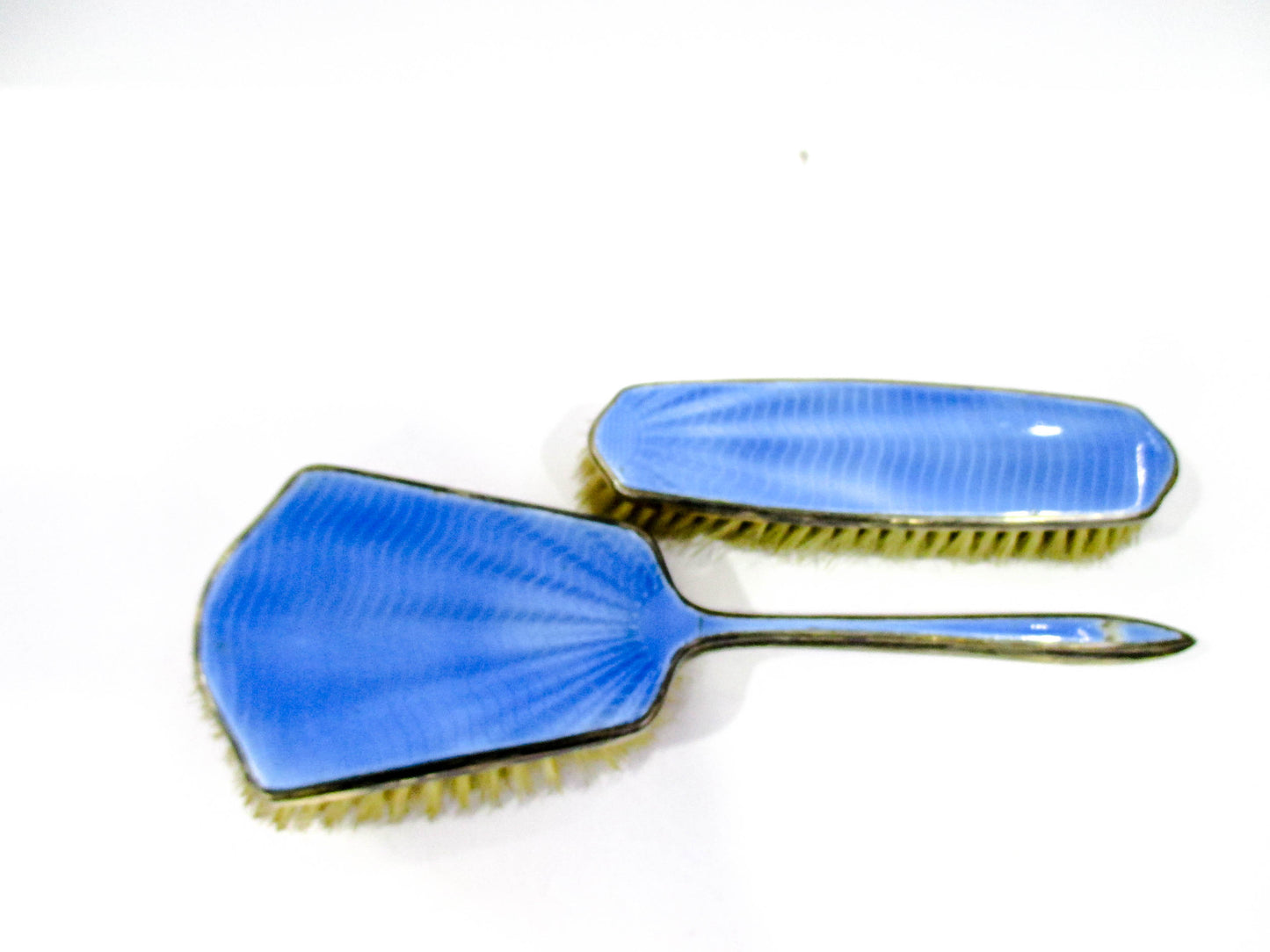 Vintage Blue Guilloche Style Vanity Brush Set