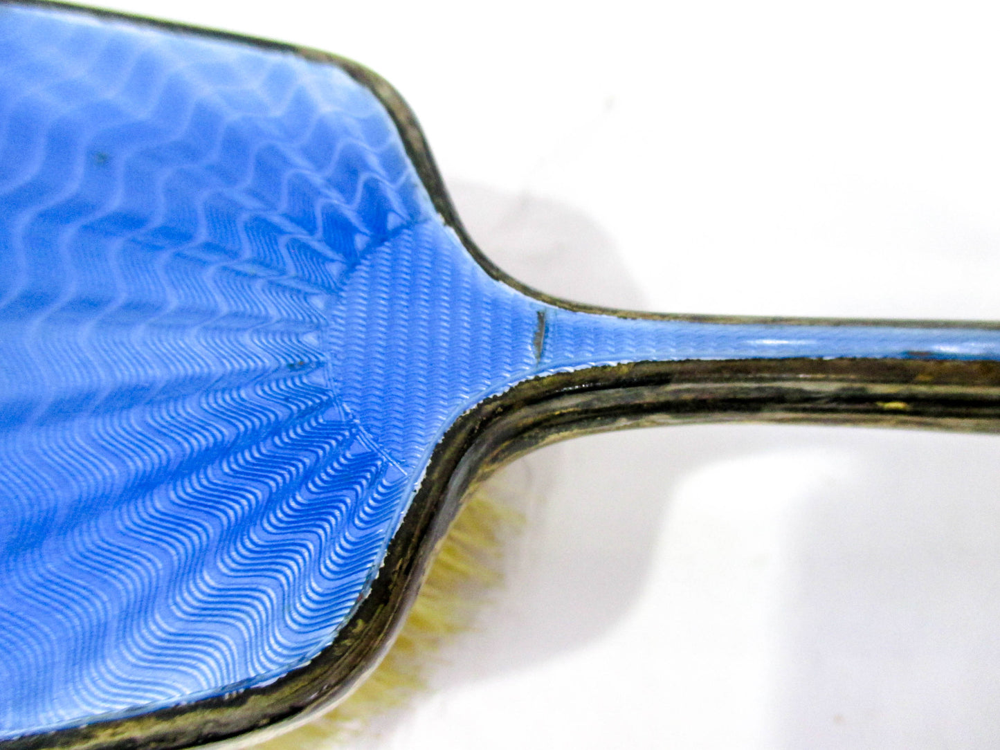Vintage Blue Guilloche Style Vanity Brush Set