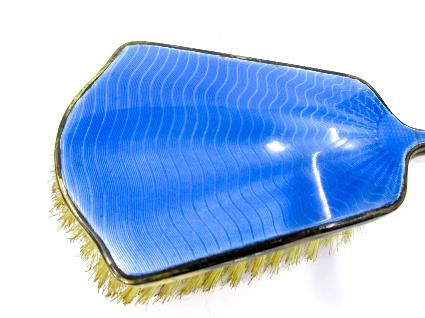 Vintage Blue Guilloche Style Vanity Brush Set