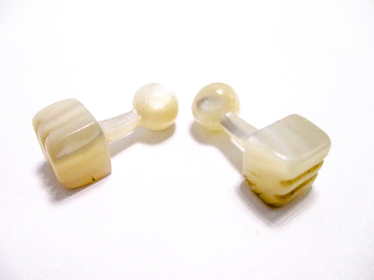 Antique Square MOP Cufflinks - Victorian Jewelry for Men