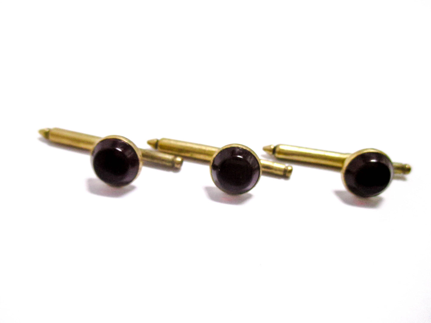 Vintage Shirt Stud Lot of 3 - Ruby Red Cabochons