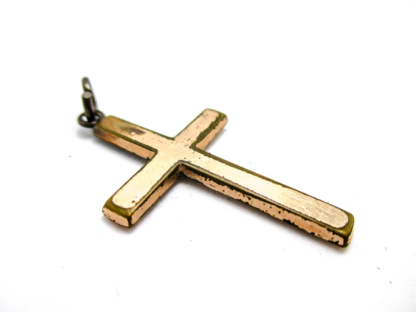 Antique Rolled Gold plate Cross with Split Pearls