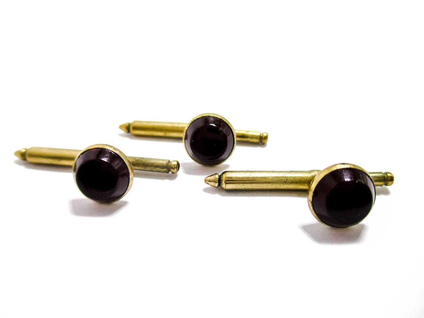 Vintage Shirt Stud Lot of 3 - Ruby Red Cabochons