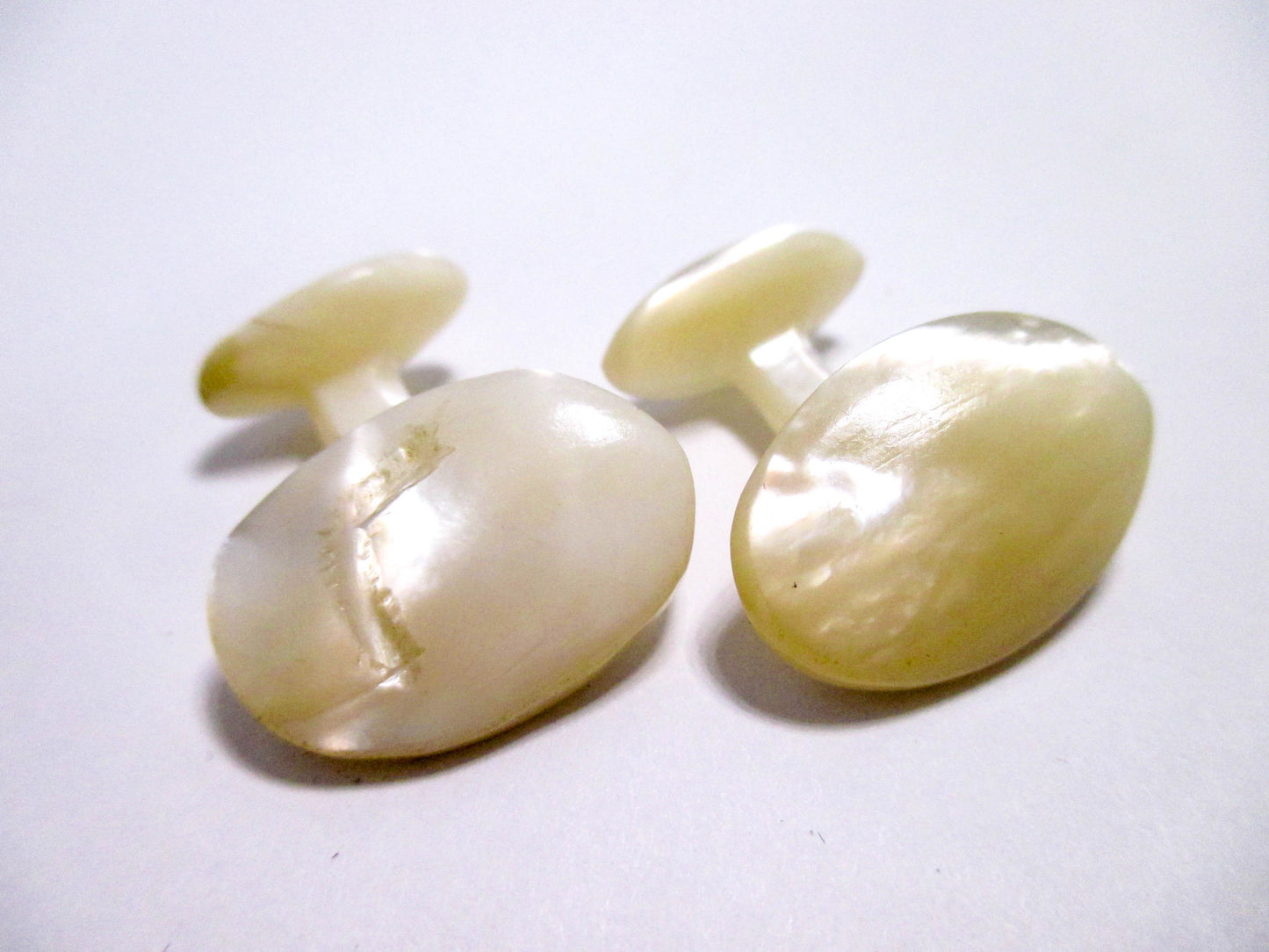 Antique Carved Cufflinks - Oval Dome Shell Cufflinks
