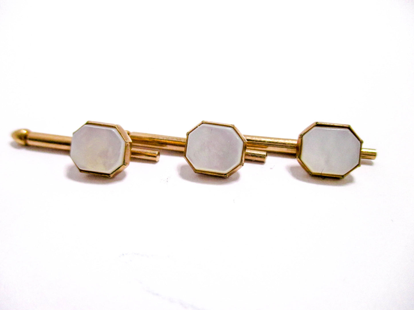 Vintage Shirt Stud Lot of 3 - White Mother of Pearl Octagons