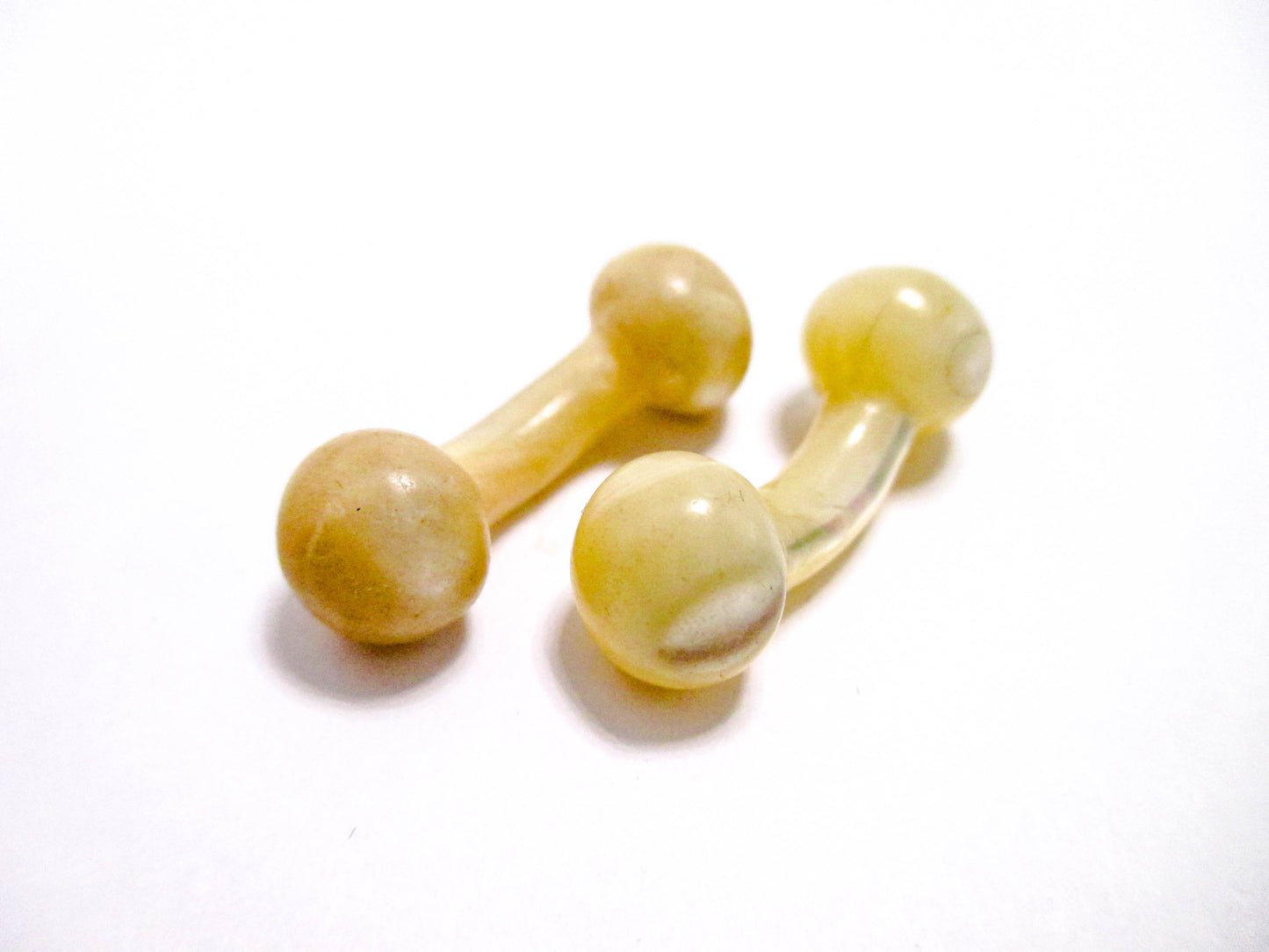 Victorian Carved Cufflinks - Barbell Shape Mother of Pearl