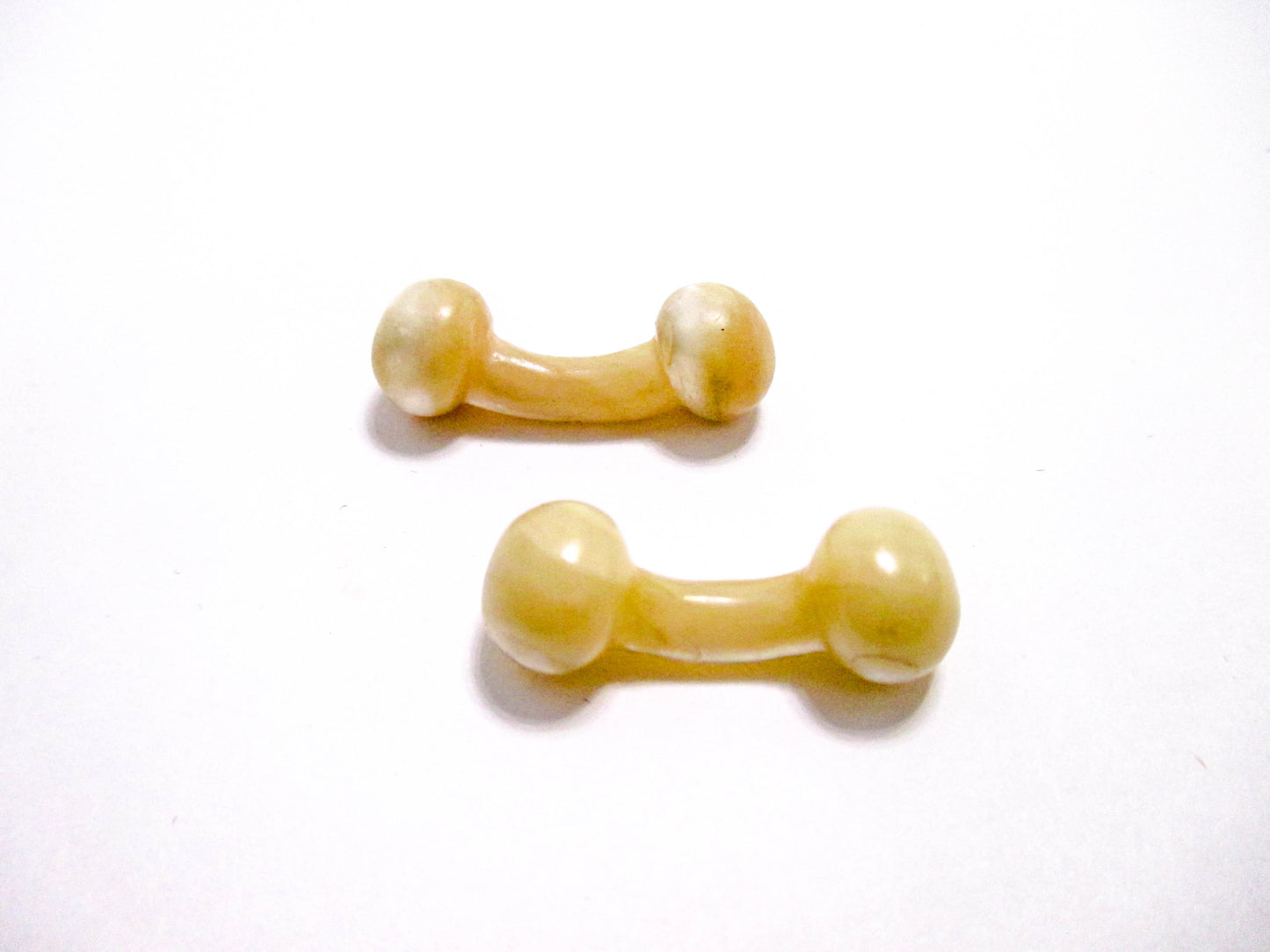 Victorian Carved Cufflinks - Barbell Shape Mother of Pearl