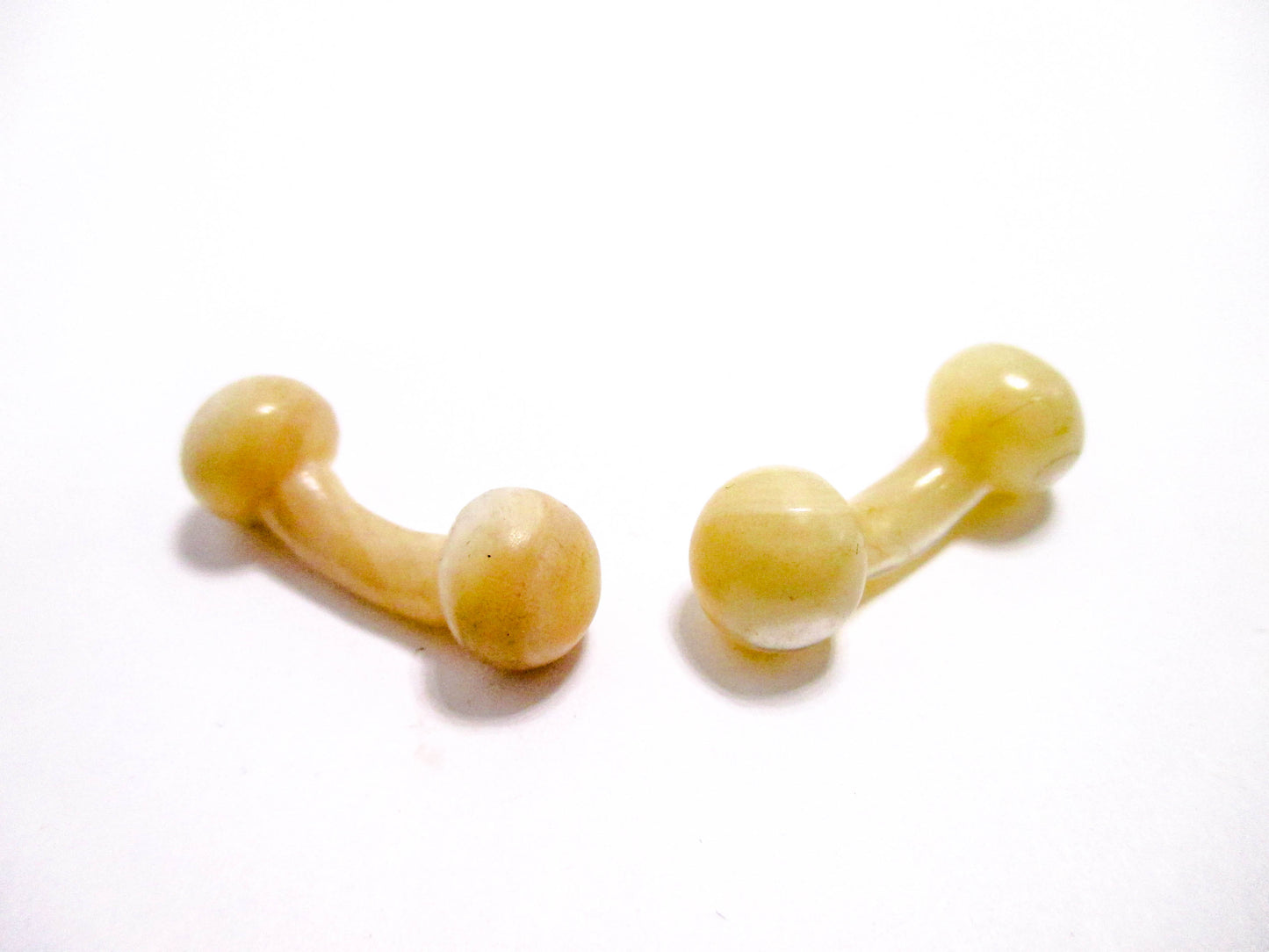 Victorian Carved Cufflinks - Barbell Shape Mother of Pearl