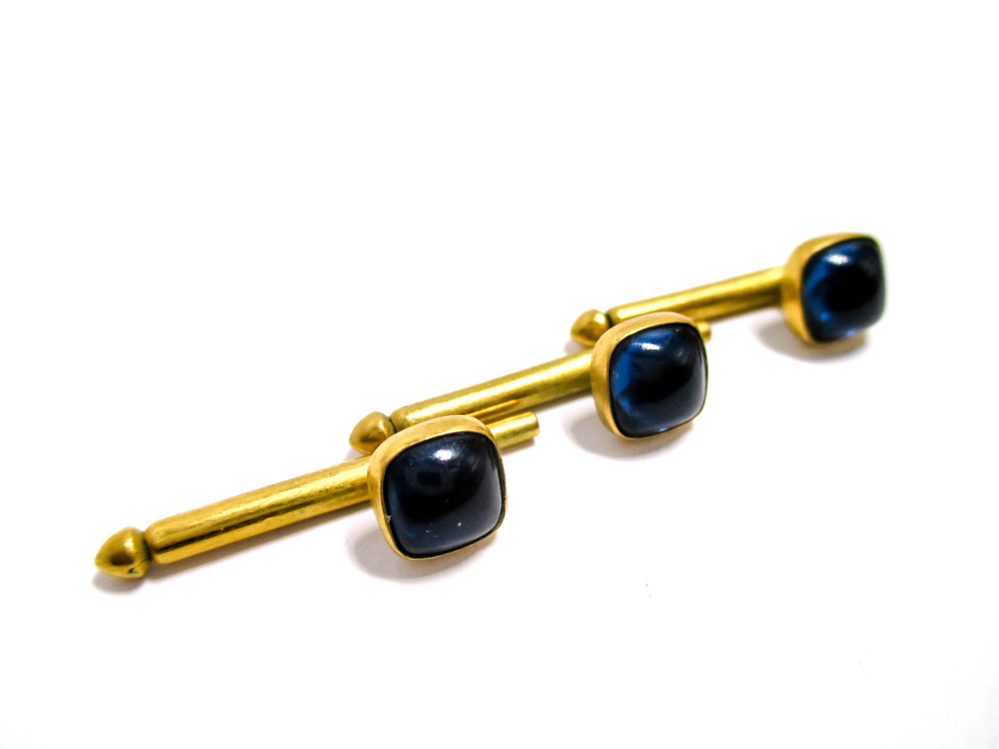 Vintage Shirt Stud Lot of 3 - Deep Blue Cabochons