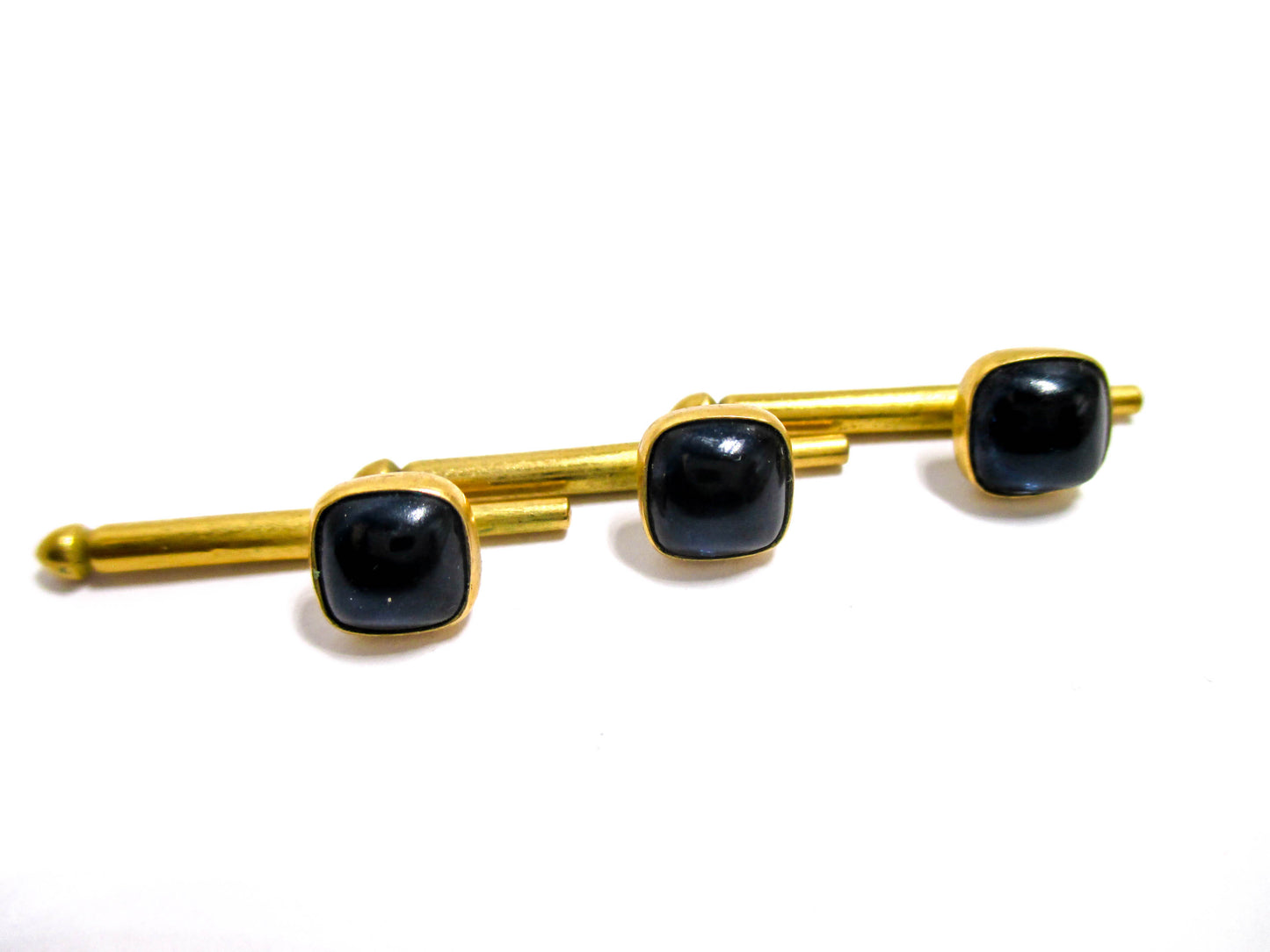 Vintage Shirt Stud Lot of 3 - Deep Blue Cabochons