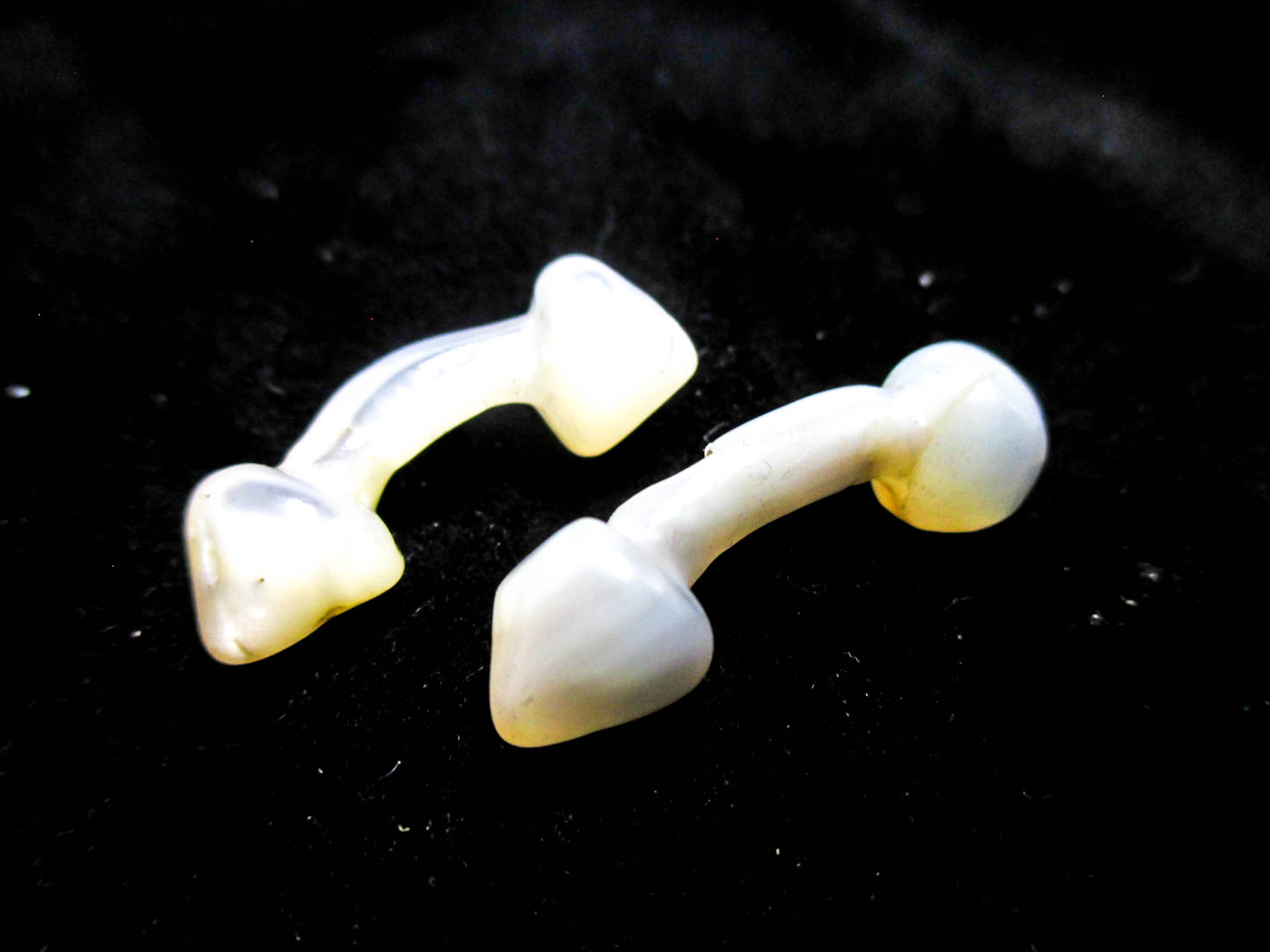 Victorian Carved Cufflinks - Mother of Pearl Solid Pointed Links