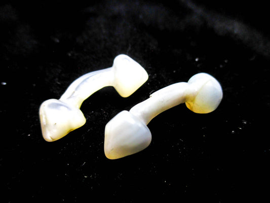 Victorian Carved Cufflinks - Mother of Pearl Solid Pointed Links