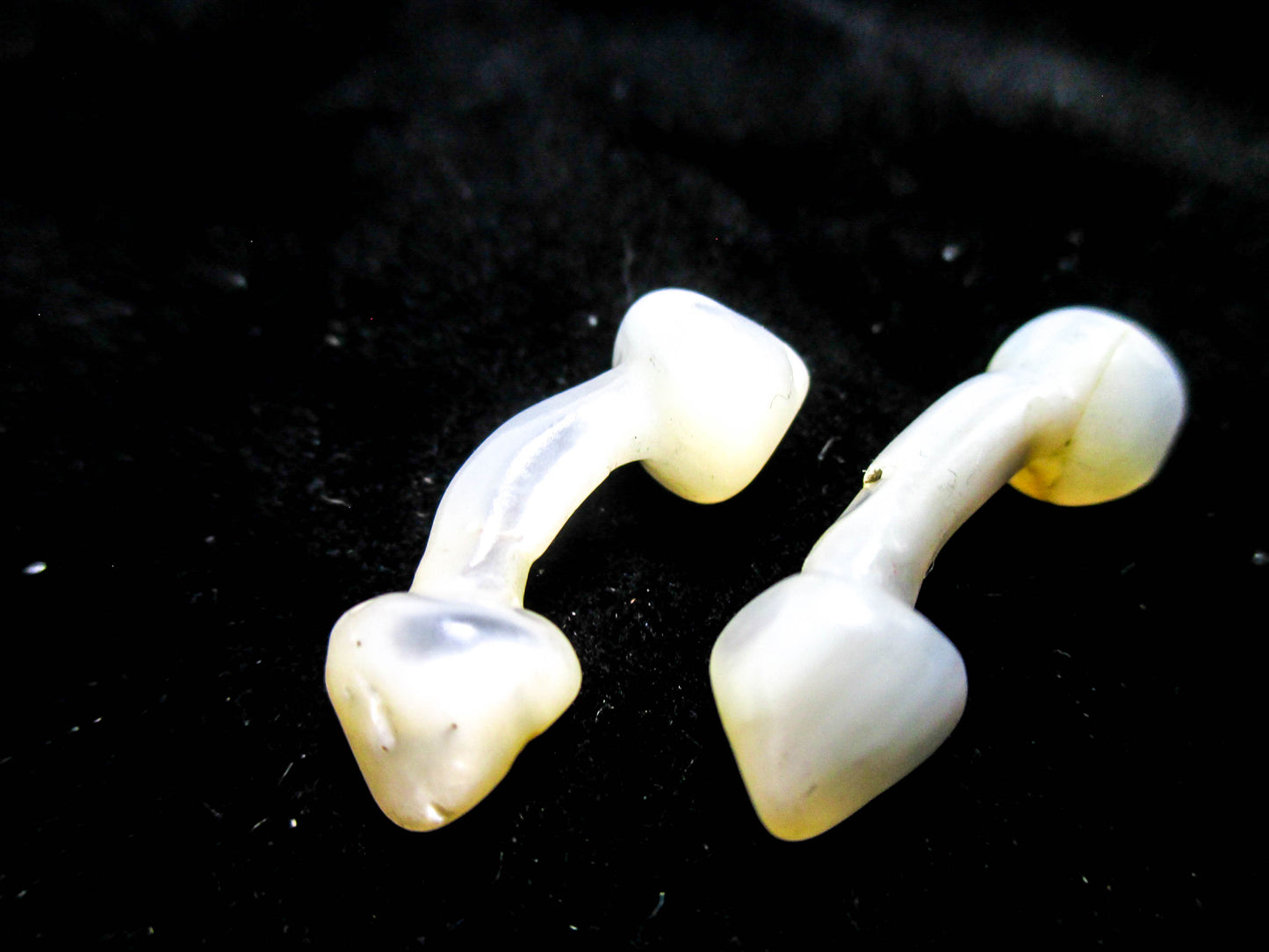 Victorian Carved Cufflinks - Mother of Pearl Solid Pointed Links