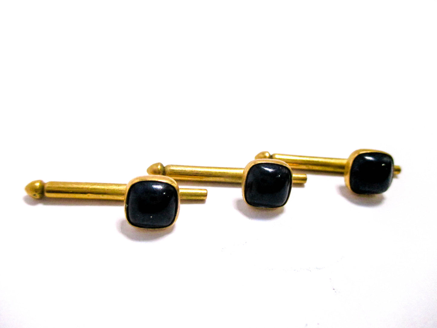Vintage Shirt Stud Lot of 3 - Deep Blue Cabochons