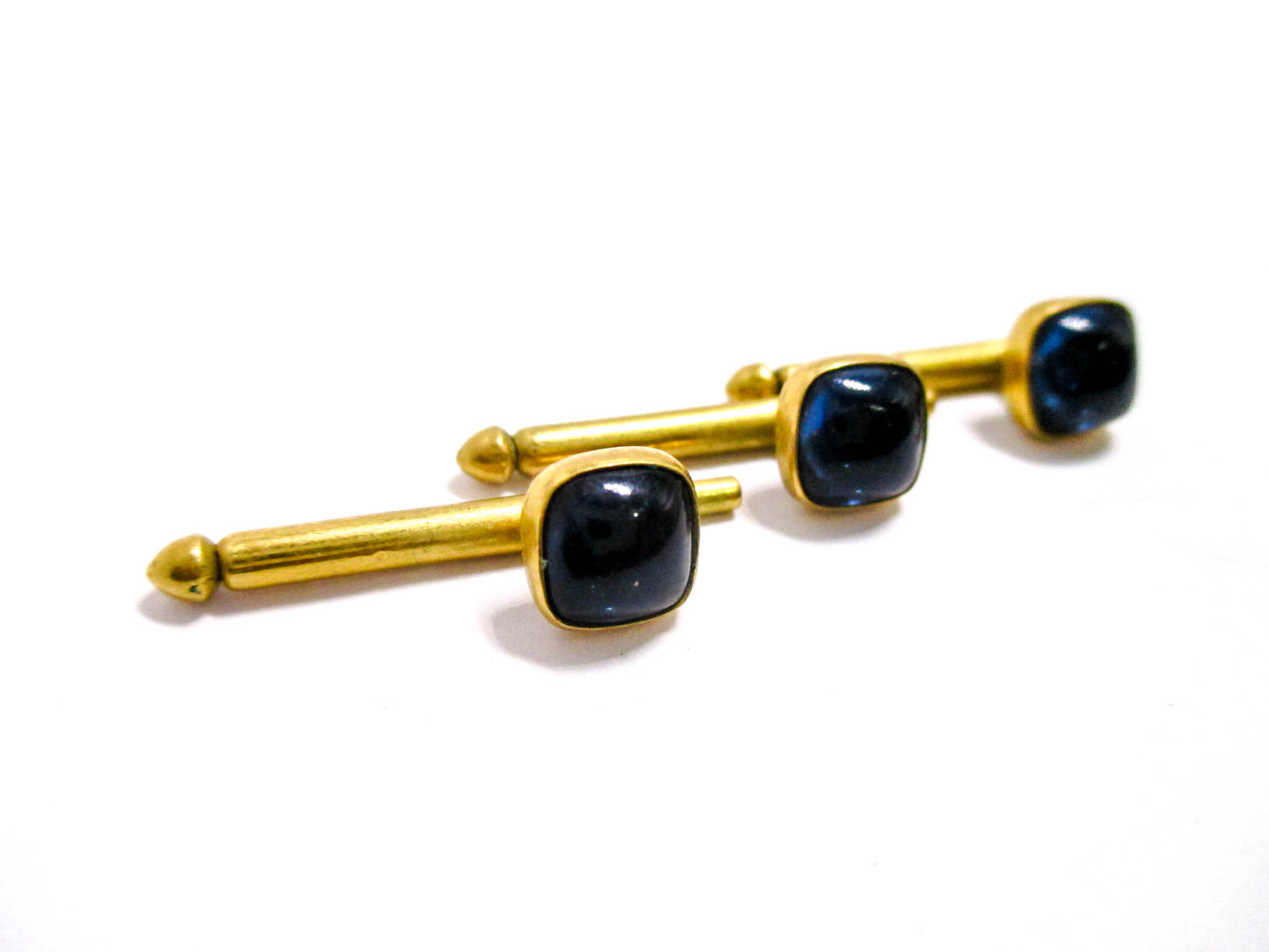 Vintage Shirt Stud Lot of 3 - Deep Blue Cabochons