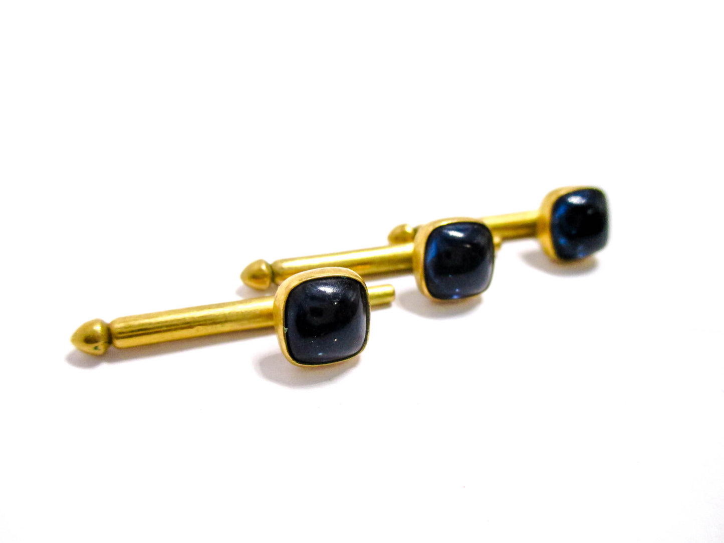 Vintage Shirt Stud Lot of 3 - Deep Blue Cabochons