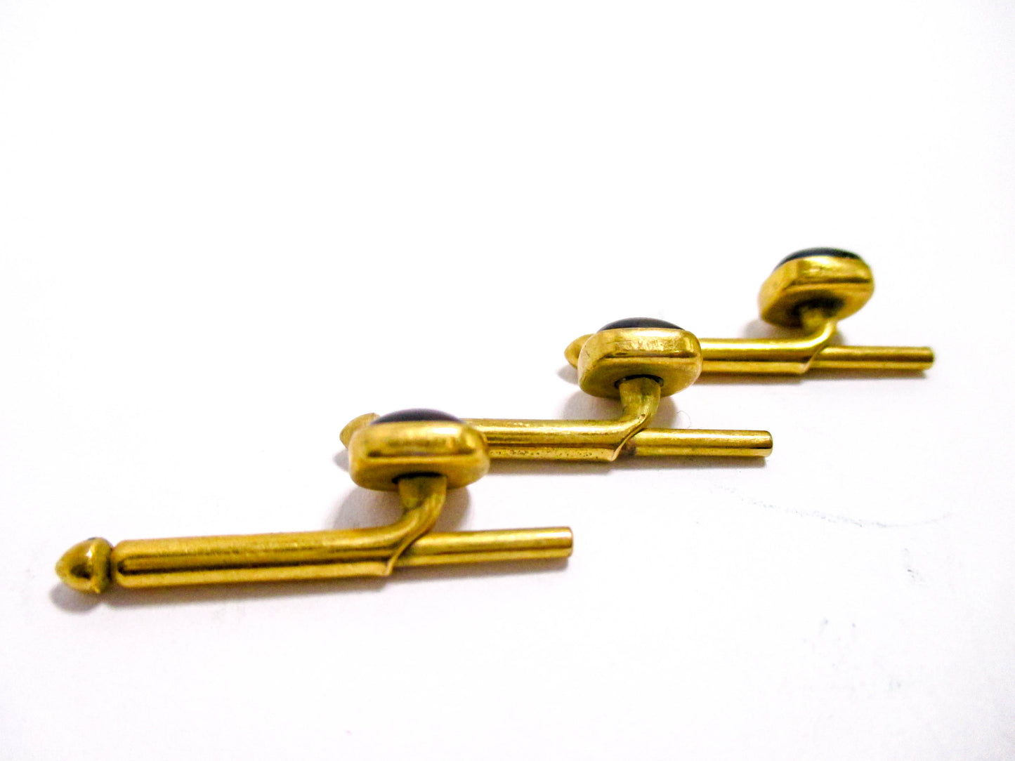 Vintage Shirt Stud Lot of 3 - Deep Blue Cabochons