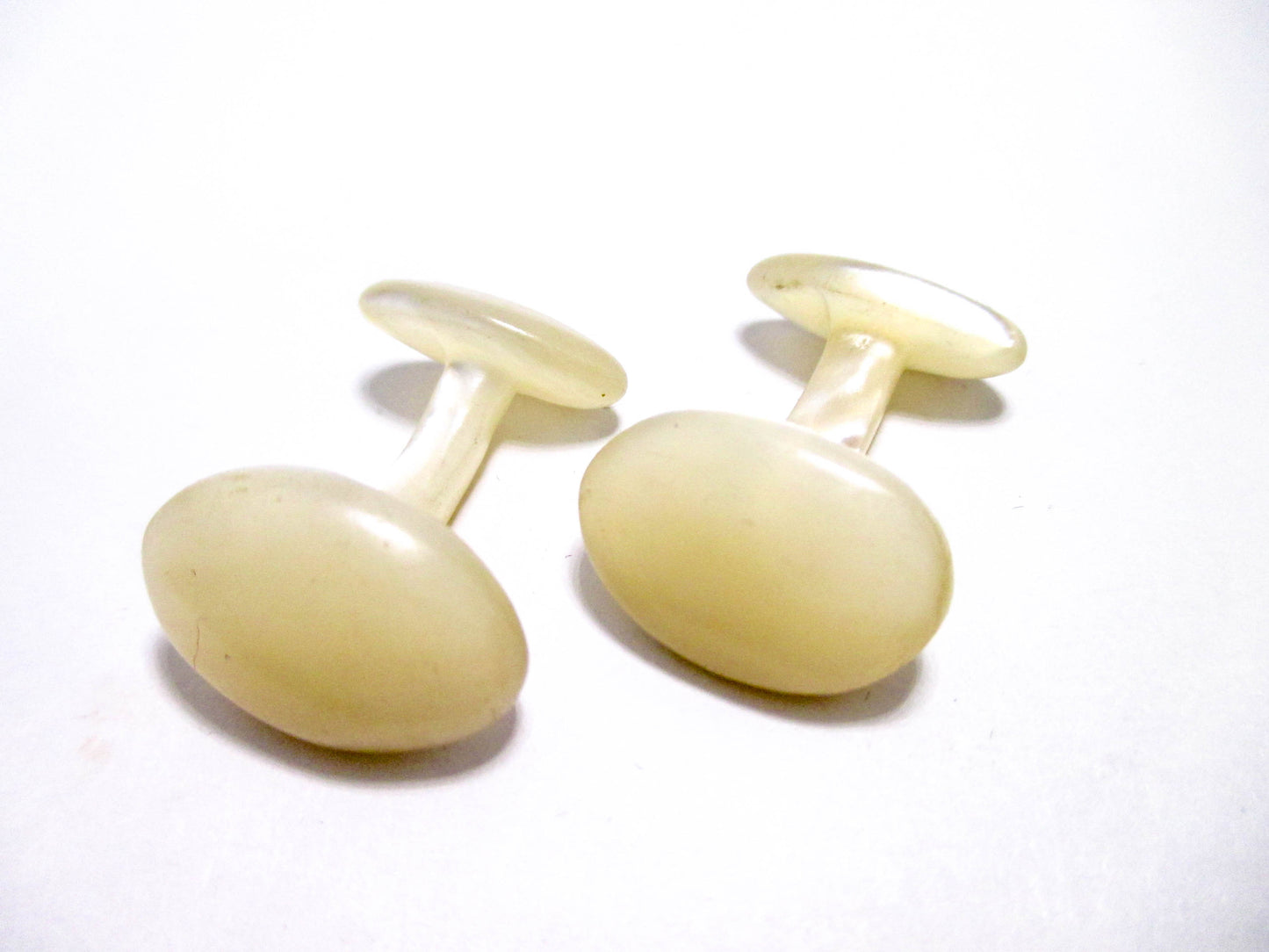 Antique Smooth Oval Cufflinks - Carved Shell Cufflinks