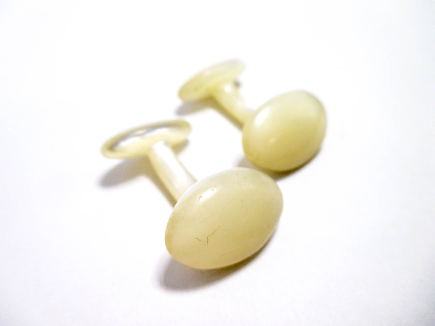 Antique Smooth Oval Cufflinks - Carved Shell Cufflinks