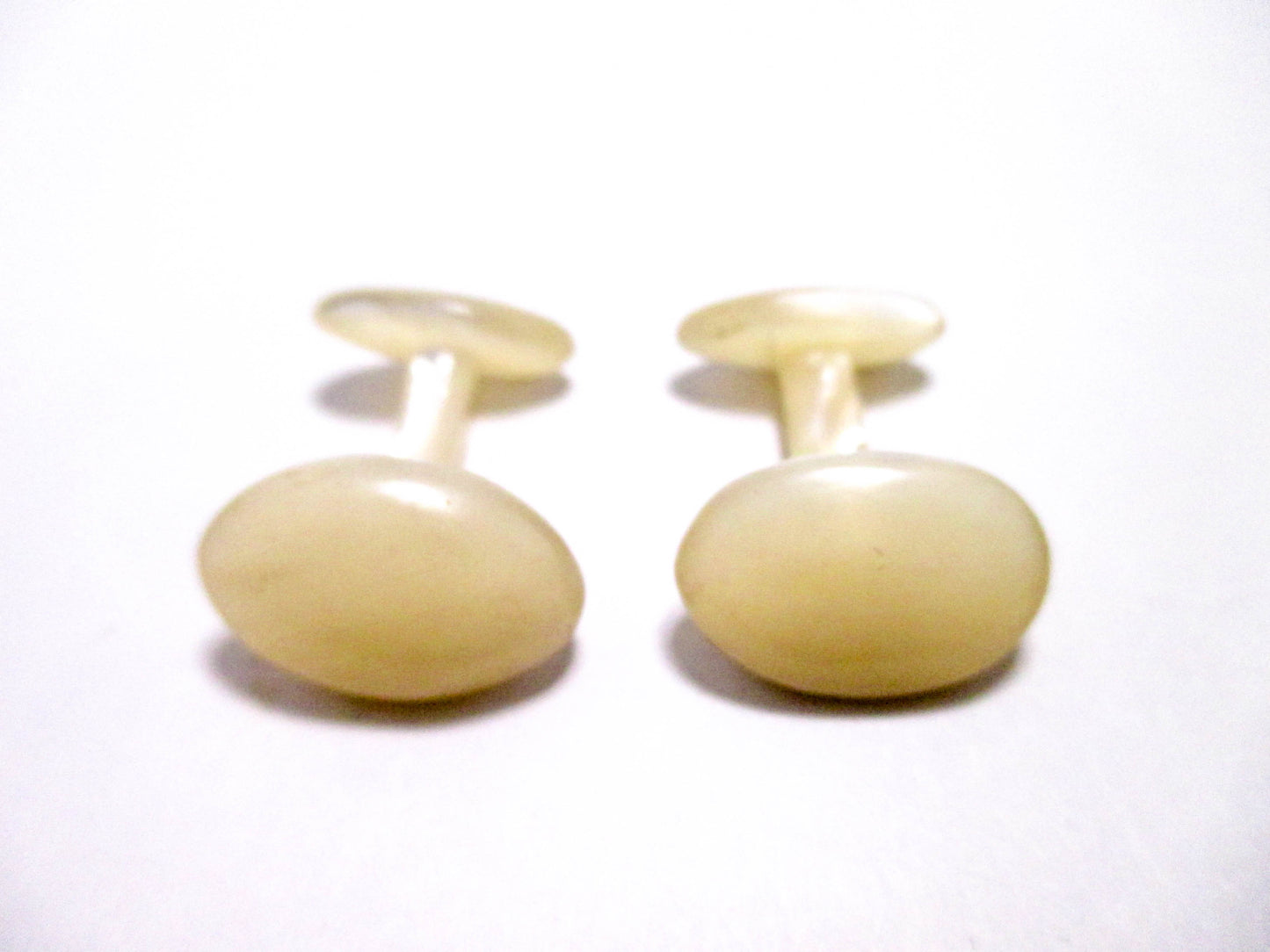 Antique Smooth Oval Cufflinks - Carved Shell Cufflinks