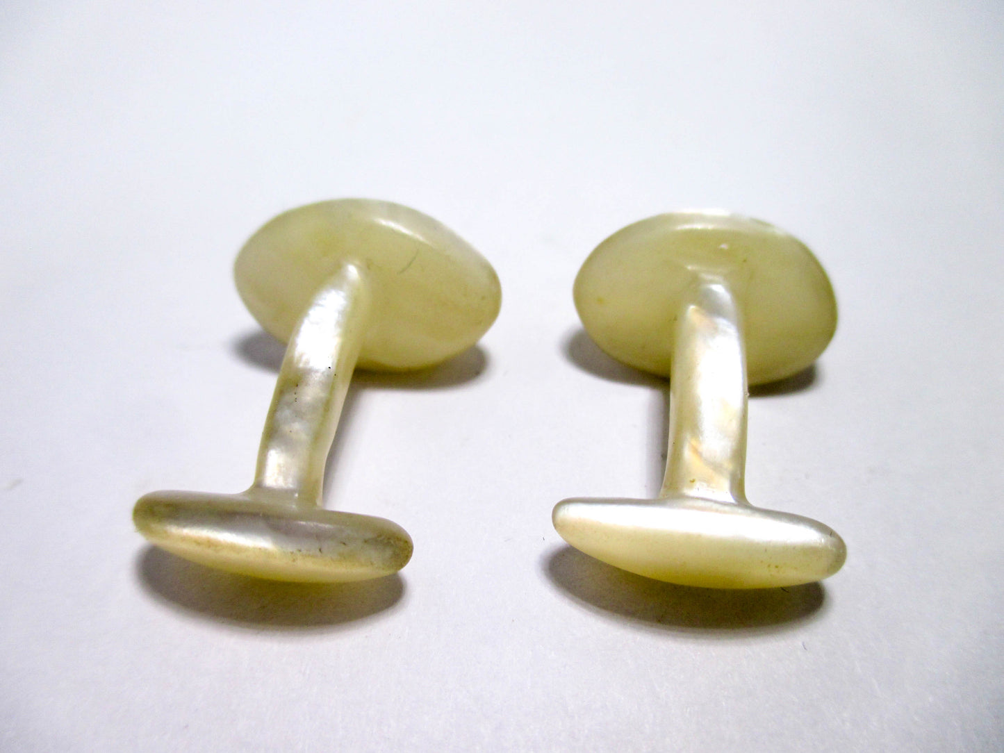 Antique Smooth Oval Cufflinks - Carved Shell Cufflinks