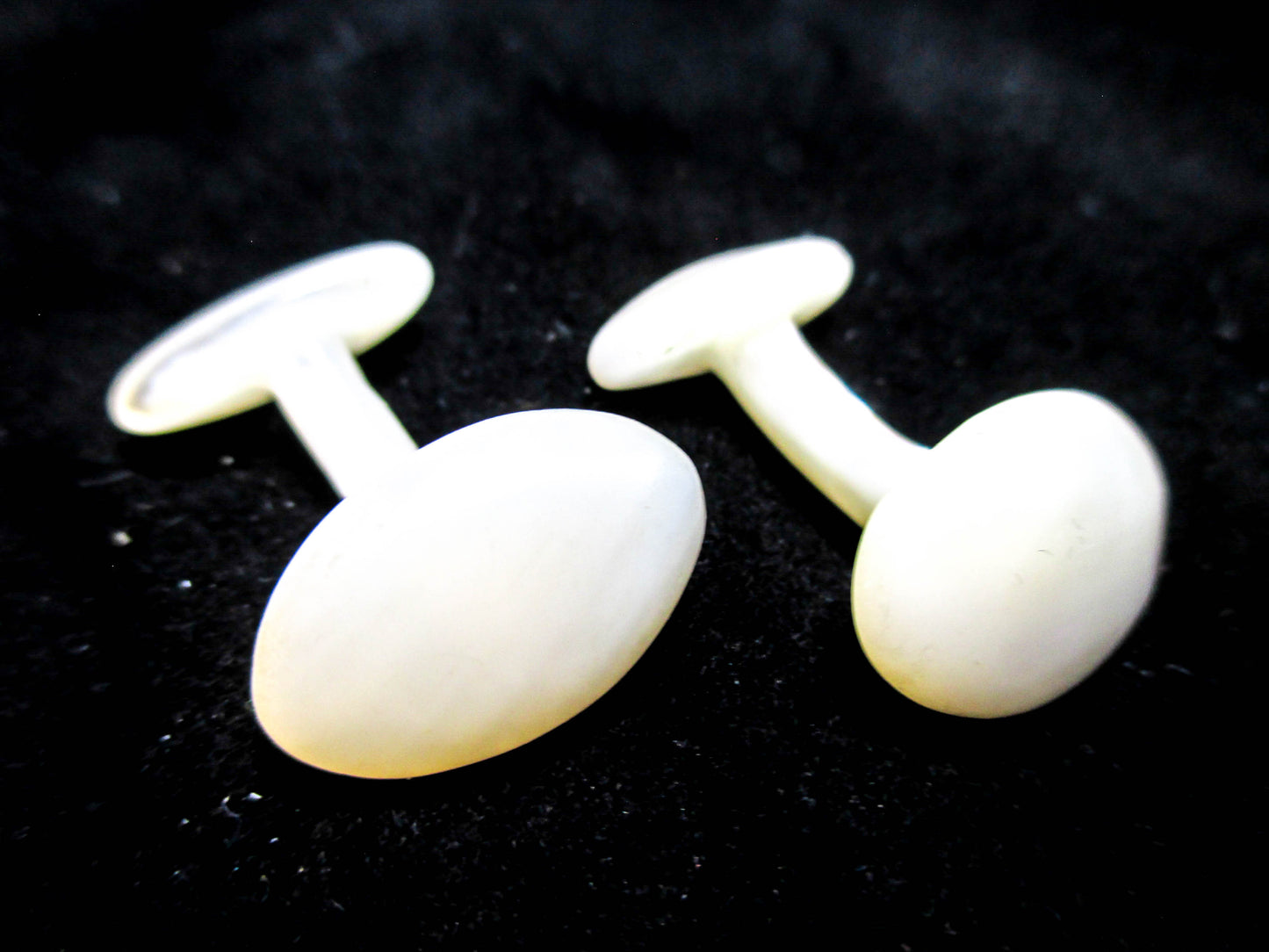 Antique Smooth Oval Cufflinks - Carved Shell Cufflinks
