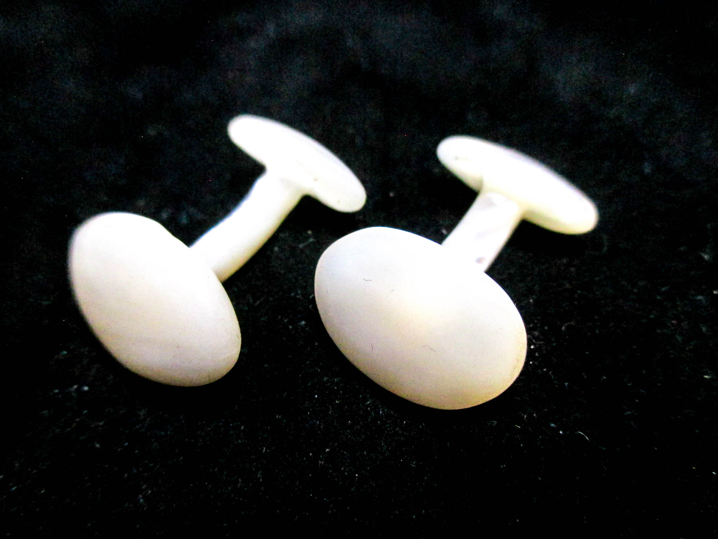 Antique Smooth Oval Cufflinks - Carved Shell Cufflinks