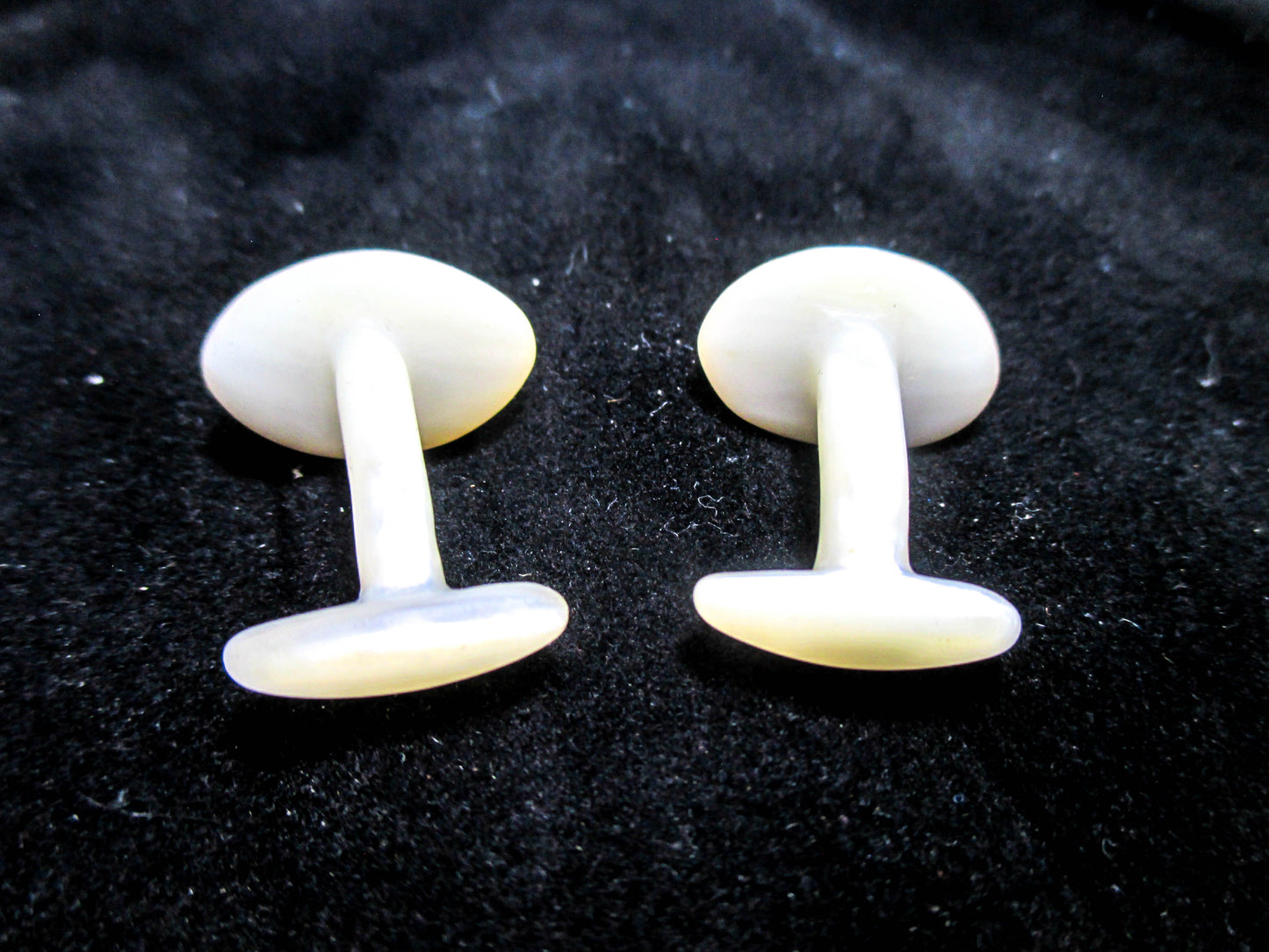 Antique Smooth Oval Cufflinks - Carved Shell Cufflinks