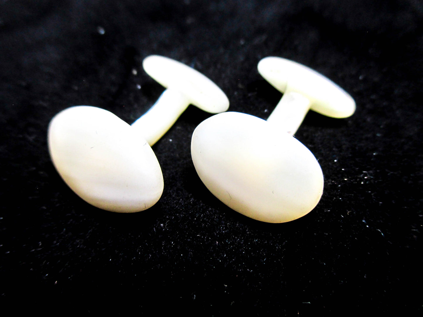 Antique Smooth Oval Cufflinks - Carved Shell Cufflinks