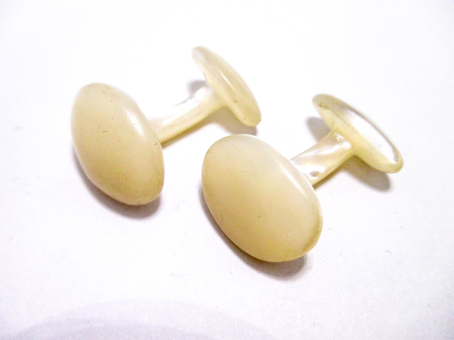 Antique Smooth Oval Cufflinks - Carved Shell Cufflinks