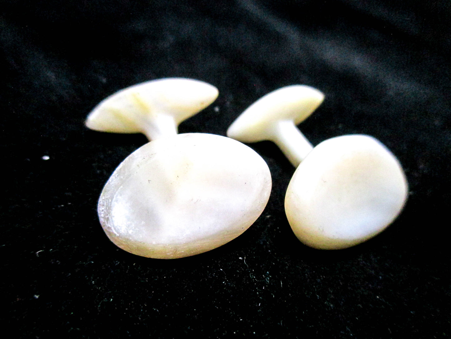 Antique Cupped Oval Cufflinks - Victorian Carved Shell Cufflinks