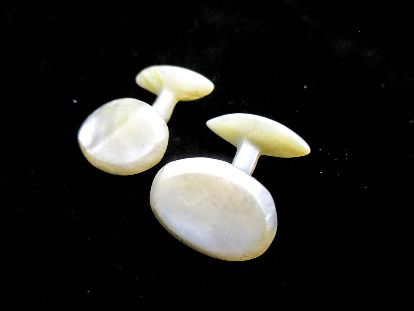Antique Cupped Oval Cufflinks - Victorian Carved Shell Cufflinks
