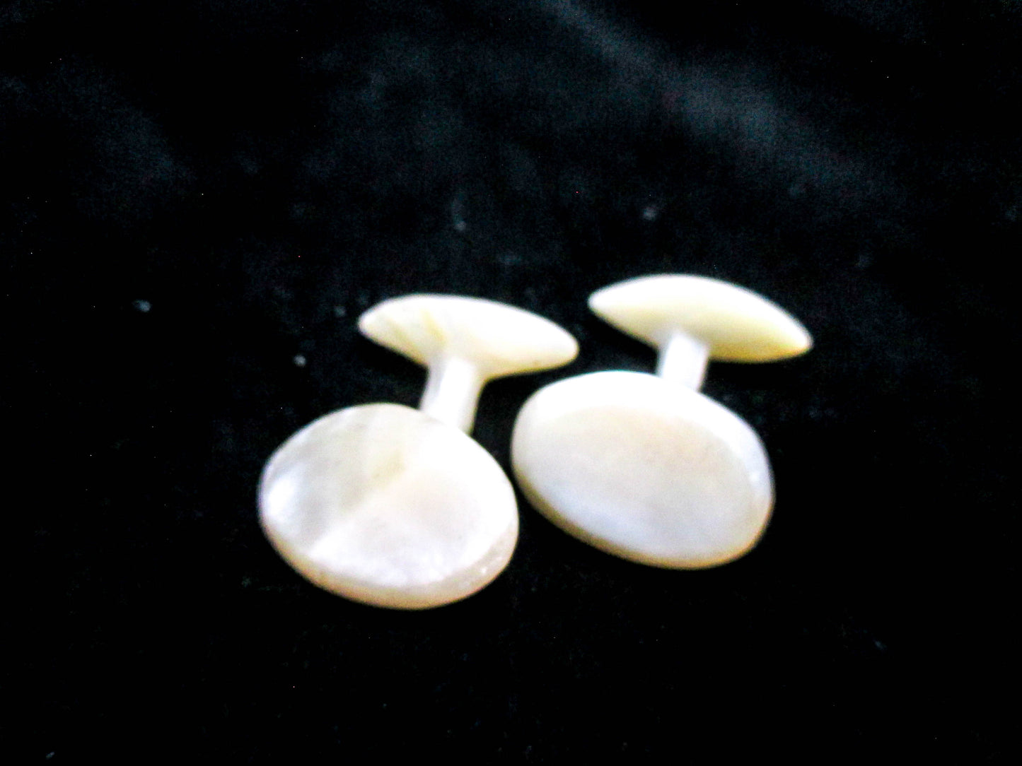 Antique Cupped Oval Cufflinks - Victorian Carved Shell Cufflinks
