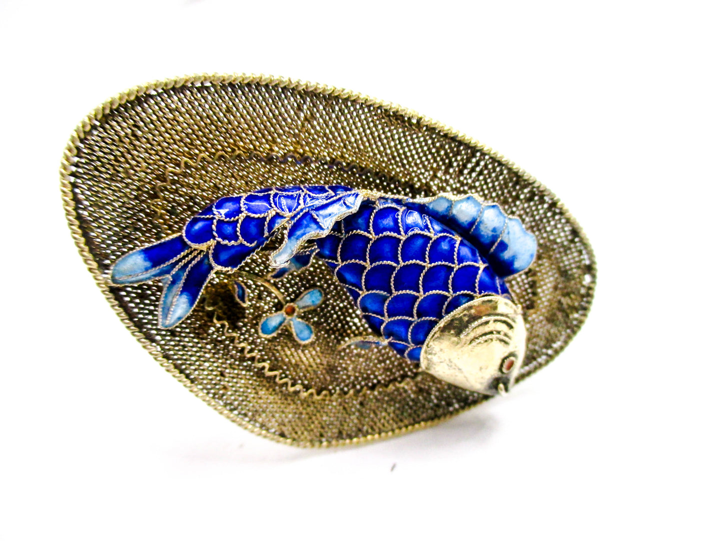 Chinese Silver Koi Fish Brooch - Vintage Export Jewelry
