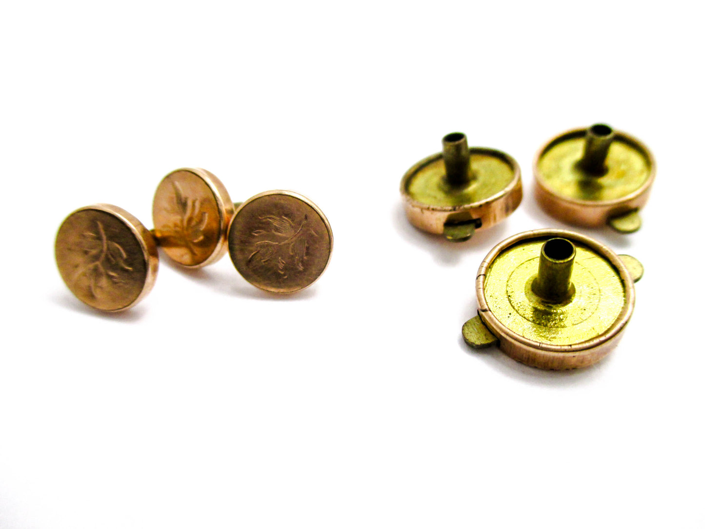 Victorian Chased Button Stud Set - Antique Men's Accessories