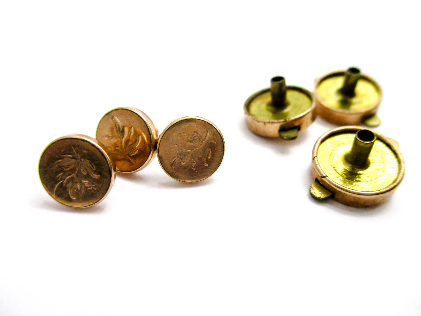 Victorian Chased Button Stud Set - Antique Men's Accessories