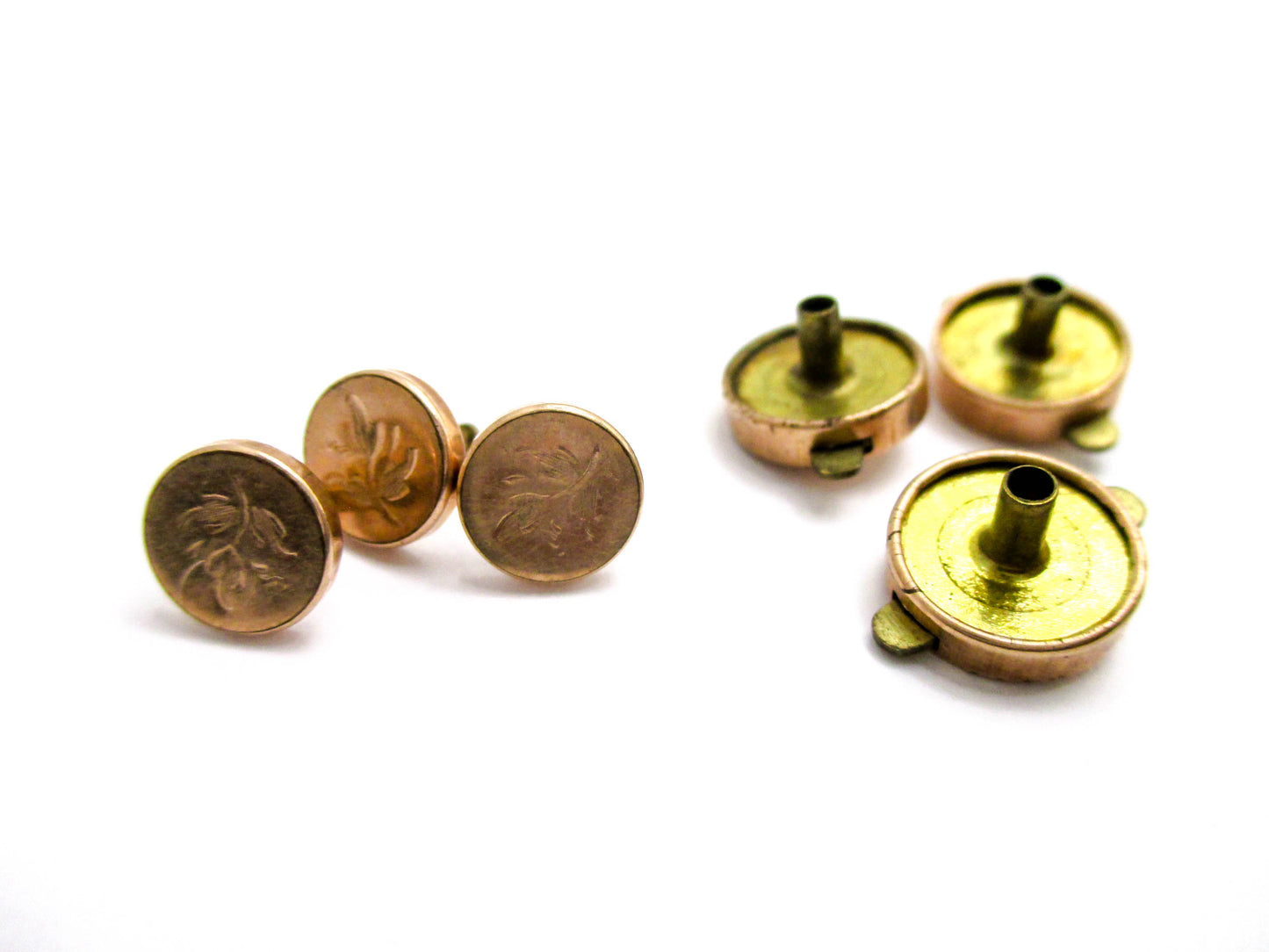 Victorian Chased Button Stud Set - Antique Men's Accessories