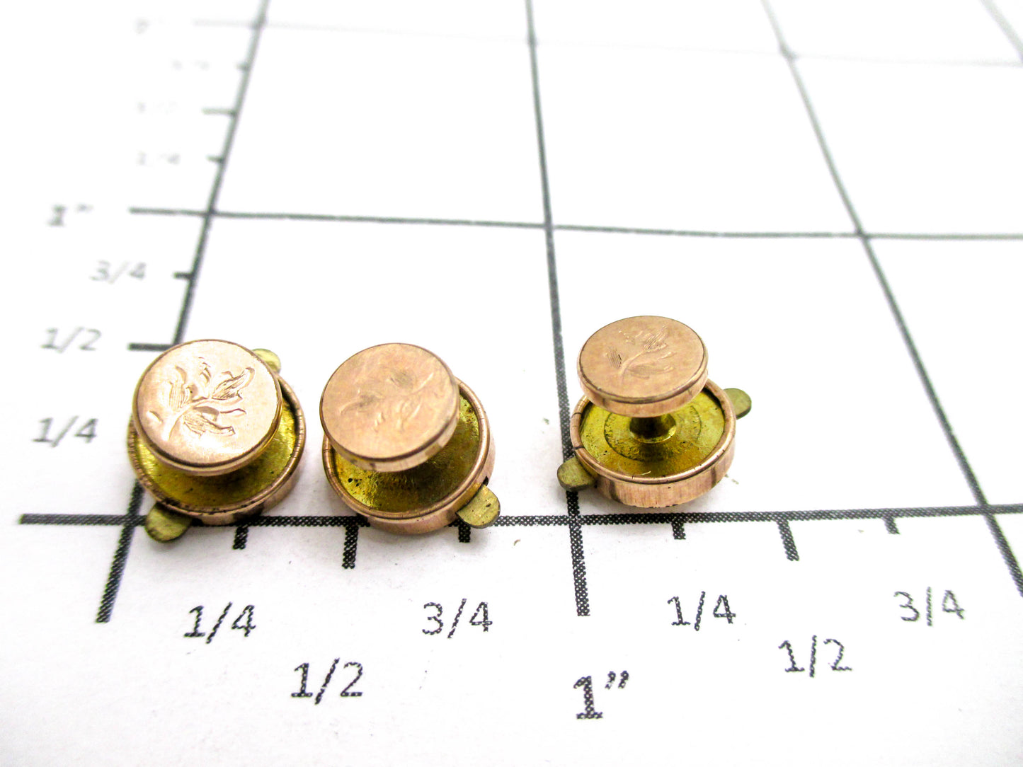 Victorian Chased Button Stud Set - Antique Men's Accessories